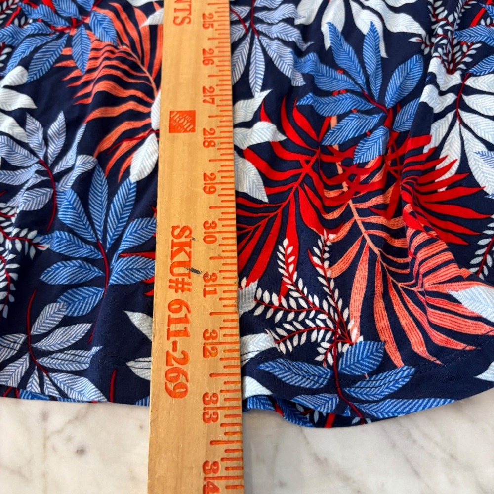 St Johns Bay Womens Tropical Leaf Print Knit Dress Navy Red Medium NWT 845-0832 - Picture 6 of 7